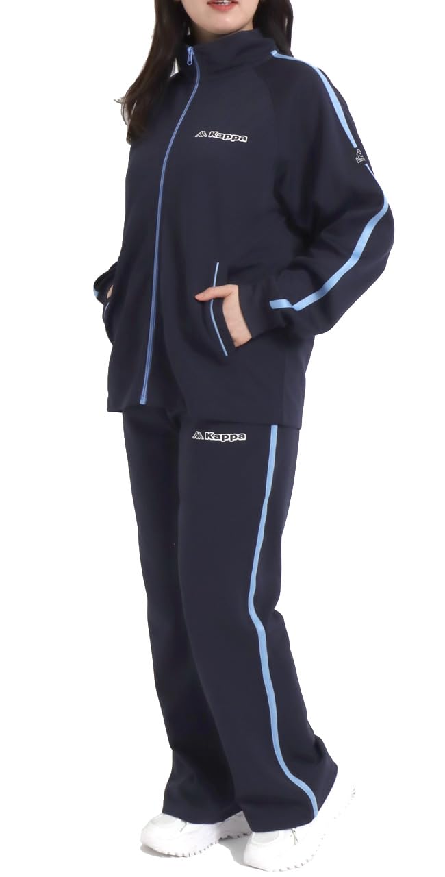 [カッパ] ジャージ レディース 上下 セットアップ 3L-5L スポーツウェア トレーニングウェア 部屋着 ルームウェア ネイビー 4L