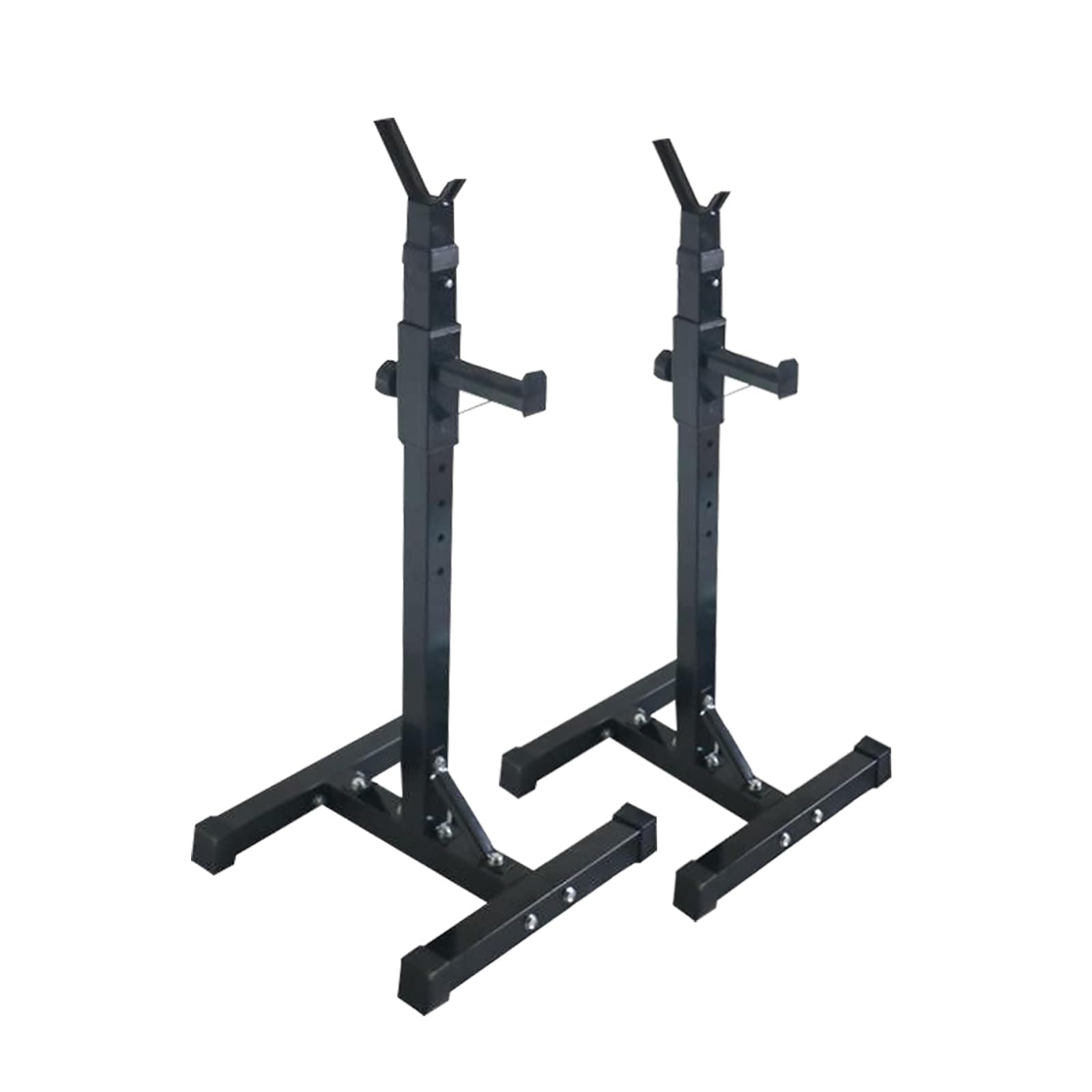 【左右分離式・10段階高さ調整】バーベルスタンド 2台セット スクワットラック H型ベース 頑丈なスチール製 耐荷重230kg 幅調整可能 セーフティーバー付き 筋トレ ベンチプレス ホームジム用 コ