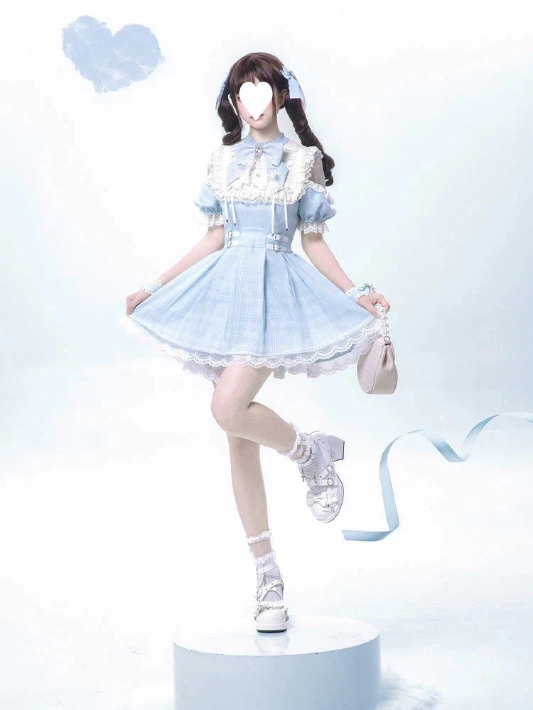 【急速出荷!】大人気アメリカンハロウィンロリータ 二次元 メイド服量産型地雷系アイドル風ブラック×ホワイトワンピース サブカルコーデの定番