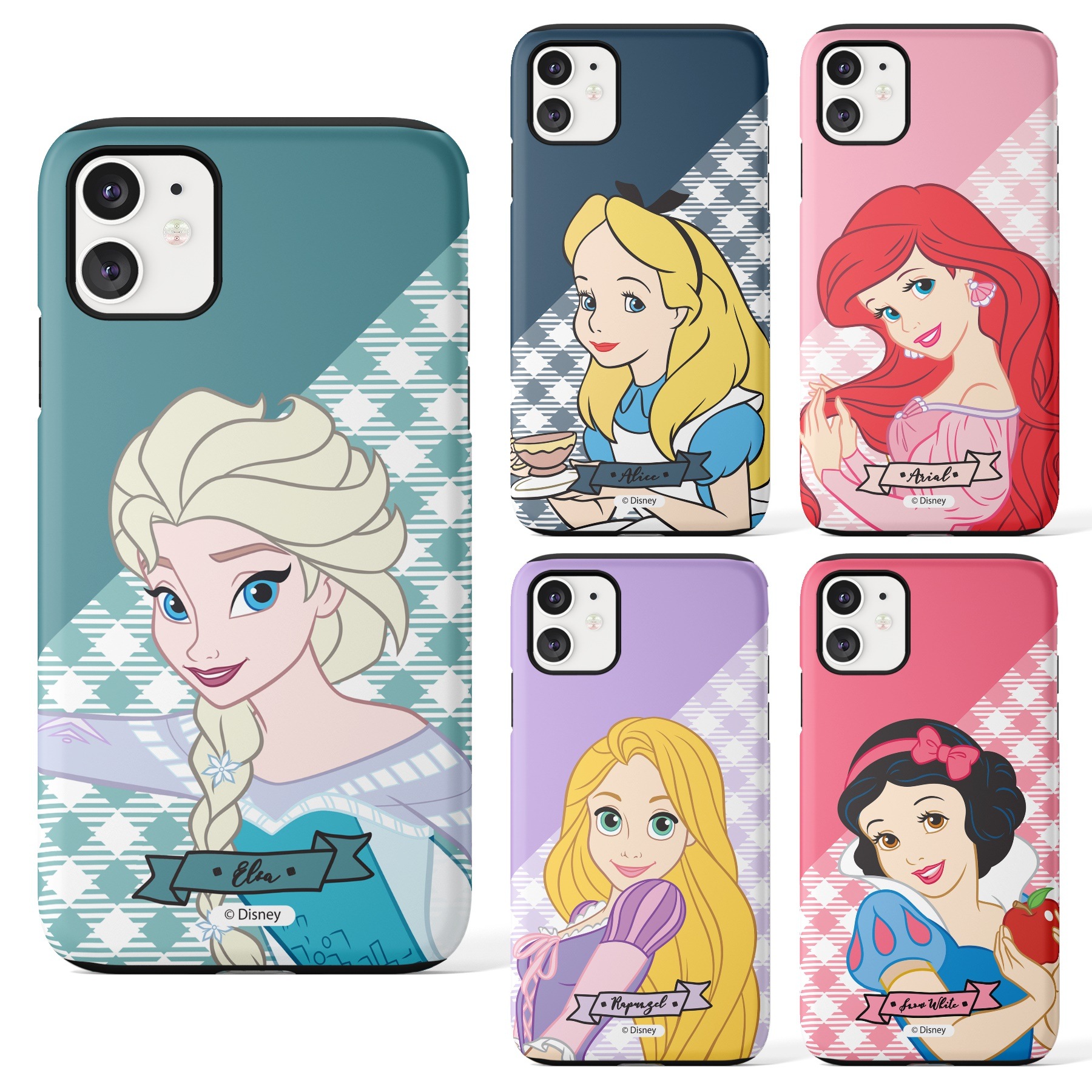 Disney 韓国産 正規品 ディズニープリンセスチェック ケース Iphone 11 Pro Max Xs X Xr 8 7 6 Se