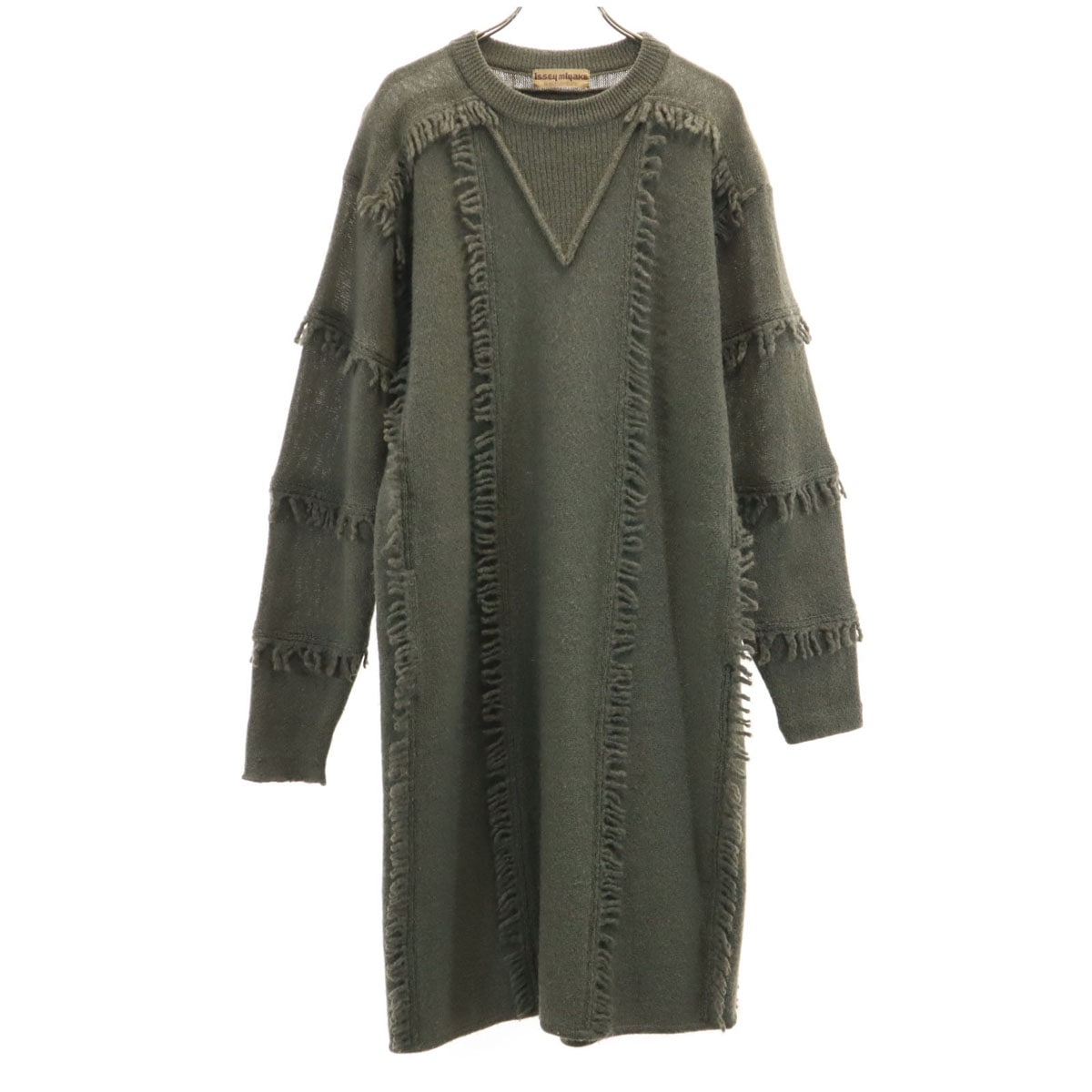 issey miyake by ALL STYLE イッセイミヤケ バイ オールスタイル 70s オールスタイルタグ ヴィンテージ 長袖 ニット ロングワンピース オリーブ レディース 古着