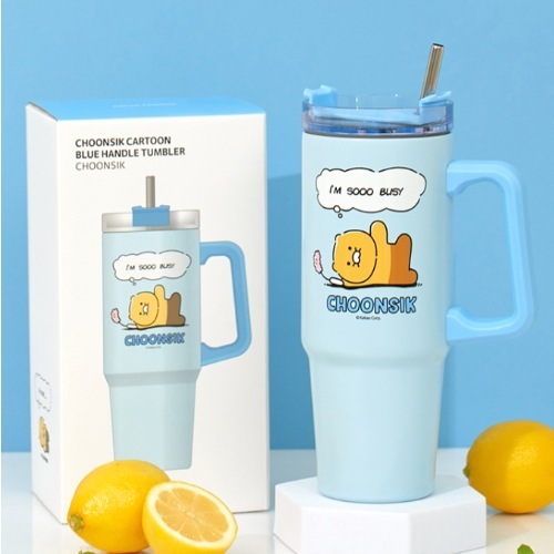 [正品]チュンシクイ カートゥーン ブルー大容量 取っ手 トレンタ タンブラー 887ml