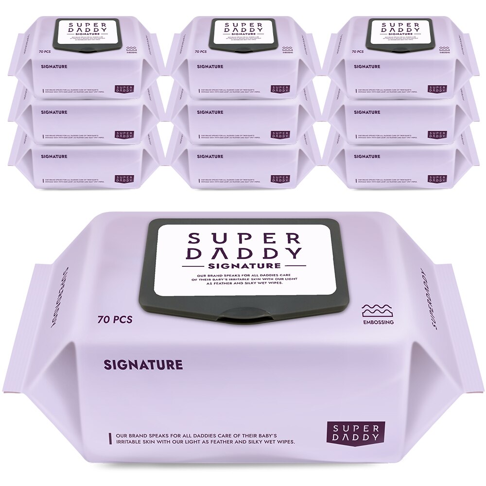スーパーダディ ハイクラス シグネチャー 幼児ウェットティッシュ キャップ型 70枚*10パック