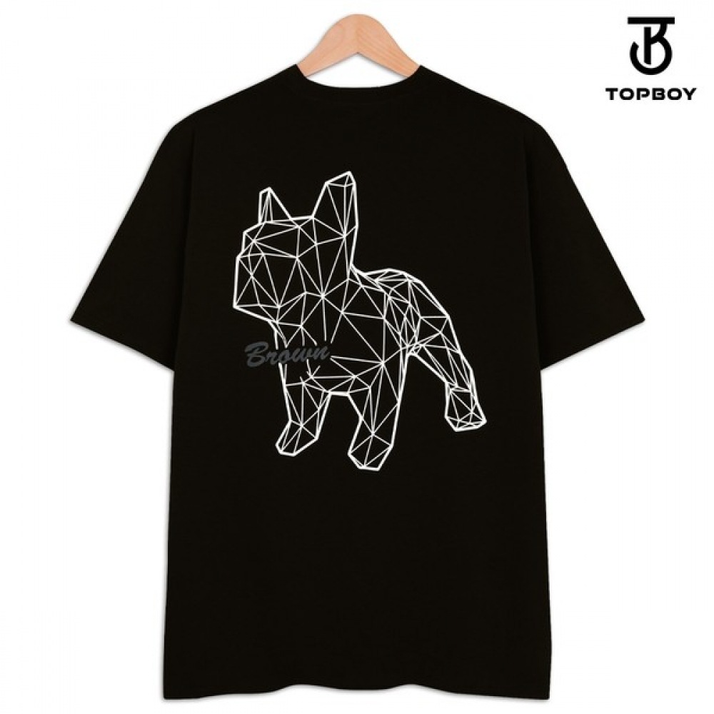(TOPBOY) ブルドッグプリントブントオーバーフィット半袖Tシャツ (IN103)