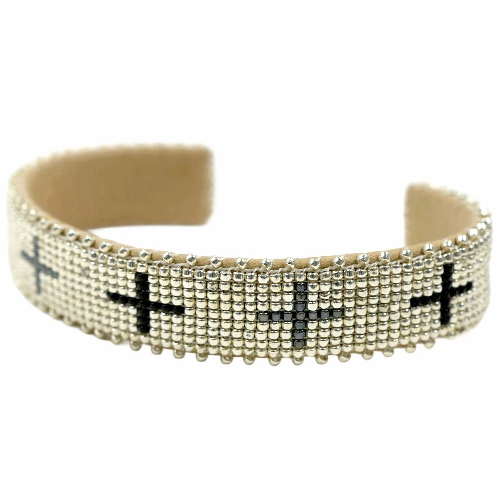 [訳ありアウトレット/付属品なし] エトキー ETKIE バングル カフ ブレスレット ビーズ×レザーバングル FREEサイズ レディース メンズ ユニセックス Cuff : Quinn glass