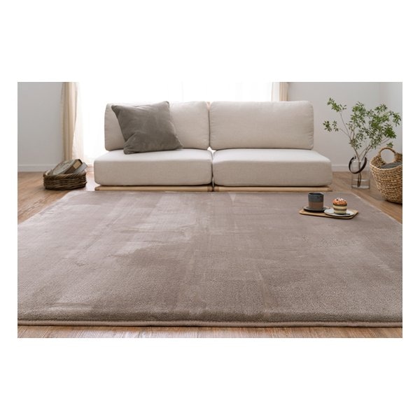 洗える低反発ラグ メレンゲタッチ 約185X185cm 撥水 ホットカーペットカバー ベージュ 240620654