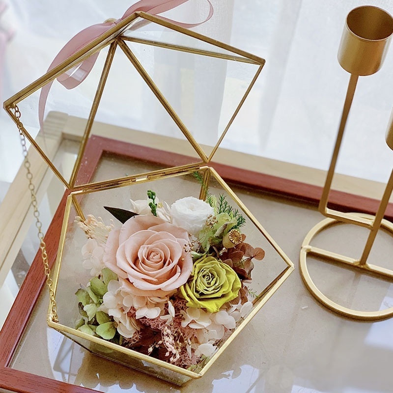 プリザーブドフラワーガラスカバー完成品ローズプリザーブドフラワーギフトボックスバレンタインドライフラワー