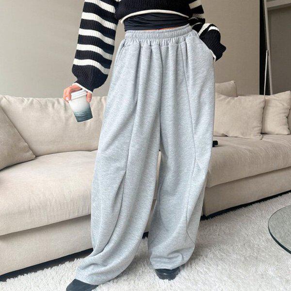(PT)カーブした切り替えピンタックパンツ 春端境期 女性用ウェストゴム