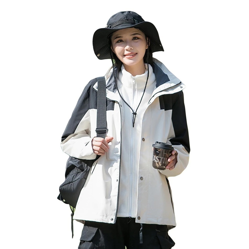 [最安値挑戦]！ウインドブレーカー ジャケット コート レディース メンズ ユニセックス 2点セット フード取り外し 防風 保温 防寒 マウンテンパーカー はっ水 男女兼用フリース付きアウトドアジャケ