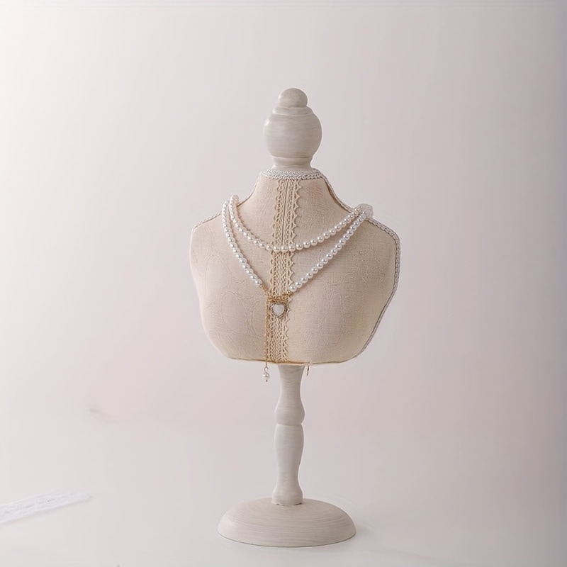 ネックレス スタンド レース柄 エレガント おしゃれ かわいい 北欧 アクセサリー ジュエリー ショップ ディスプレイ ギフト ホワイト 4-7