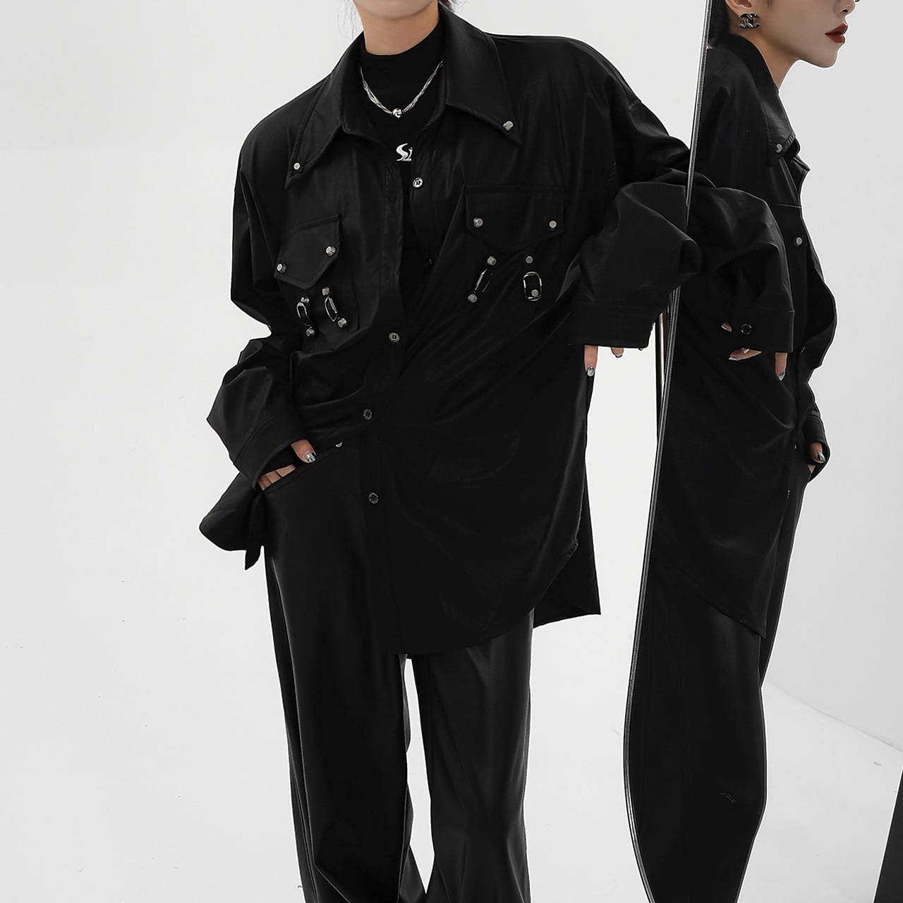 Fake Leather ShirtE5008