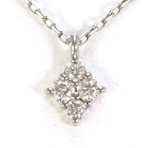 K10 10金 WG ホワイトゴールド ネックレス ダイヤ 約40cm ジュエリー 中古 9,120円