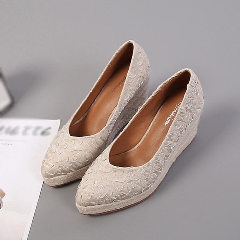 1000円OFFクーポン ウォーキング パンプス 痛くない 歩きやすい ウェッジソール 靴 ジュート コンフォートパンプス レディース 靴 柔らかい 疲れにくい 厚底 8cmヒール フォーマル 黒 走