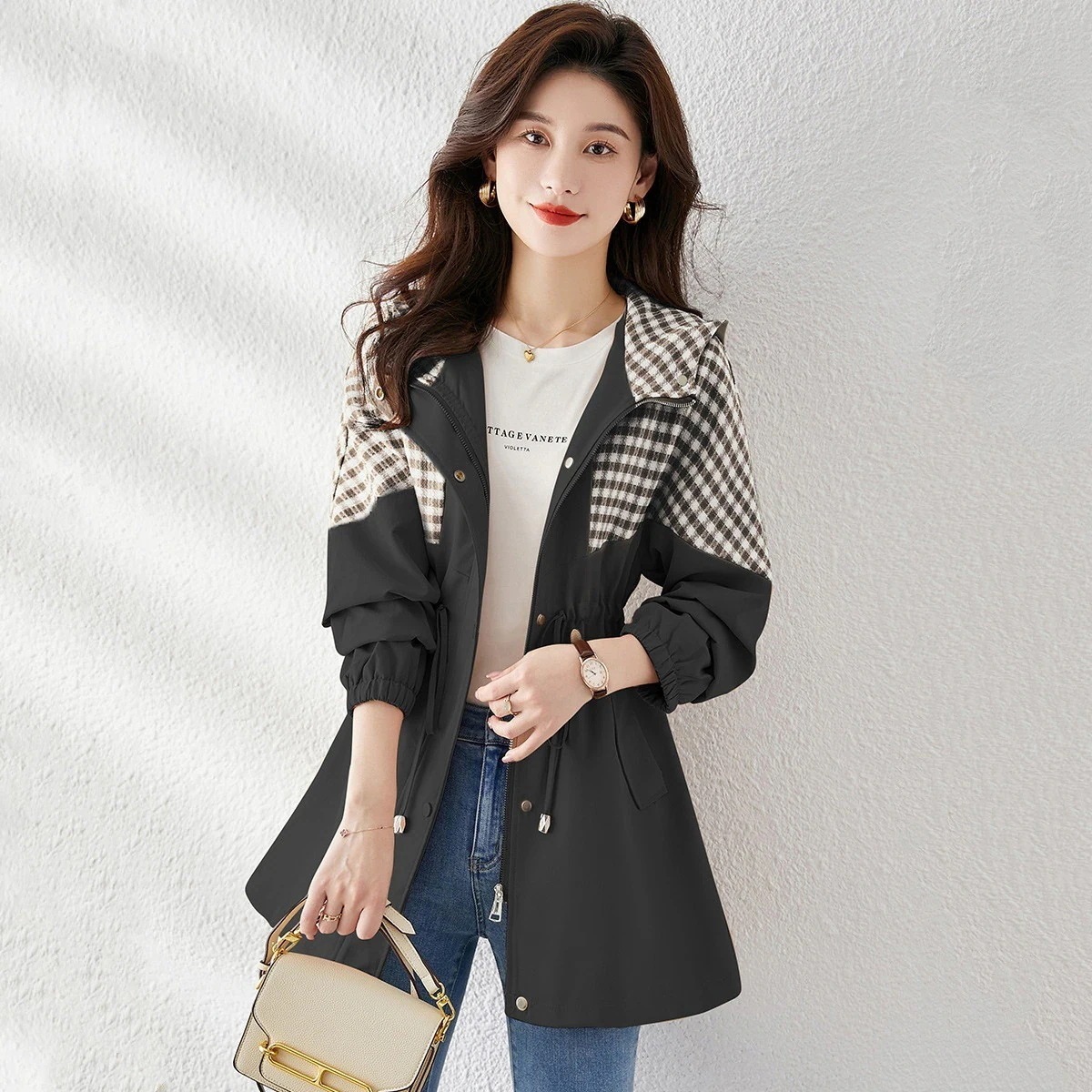 トレンチコート 2025秋の新作 英国風 薄手トレンチコート ウエスト引き締め ミディアム丈トレンチコートジャケット アウタージャケット オフィスカジュアル