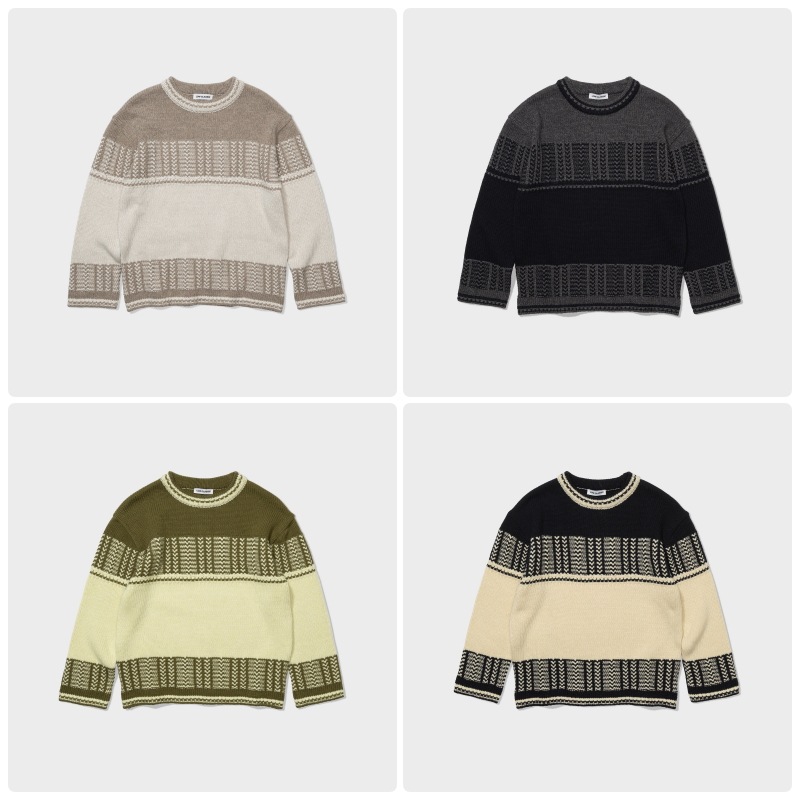 【LOW CLASSIC】25FW JACQUARD KNIT SWEATER : 4COLORS