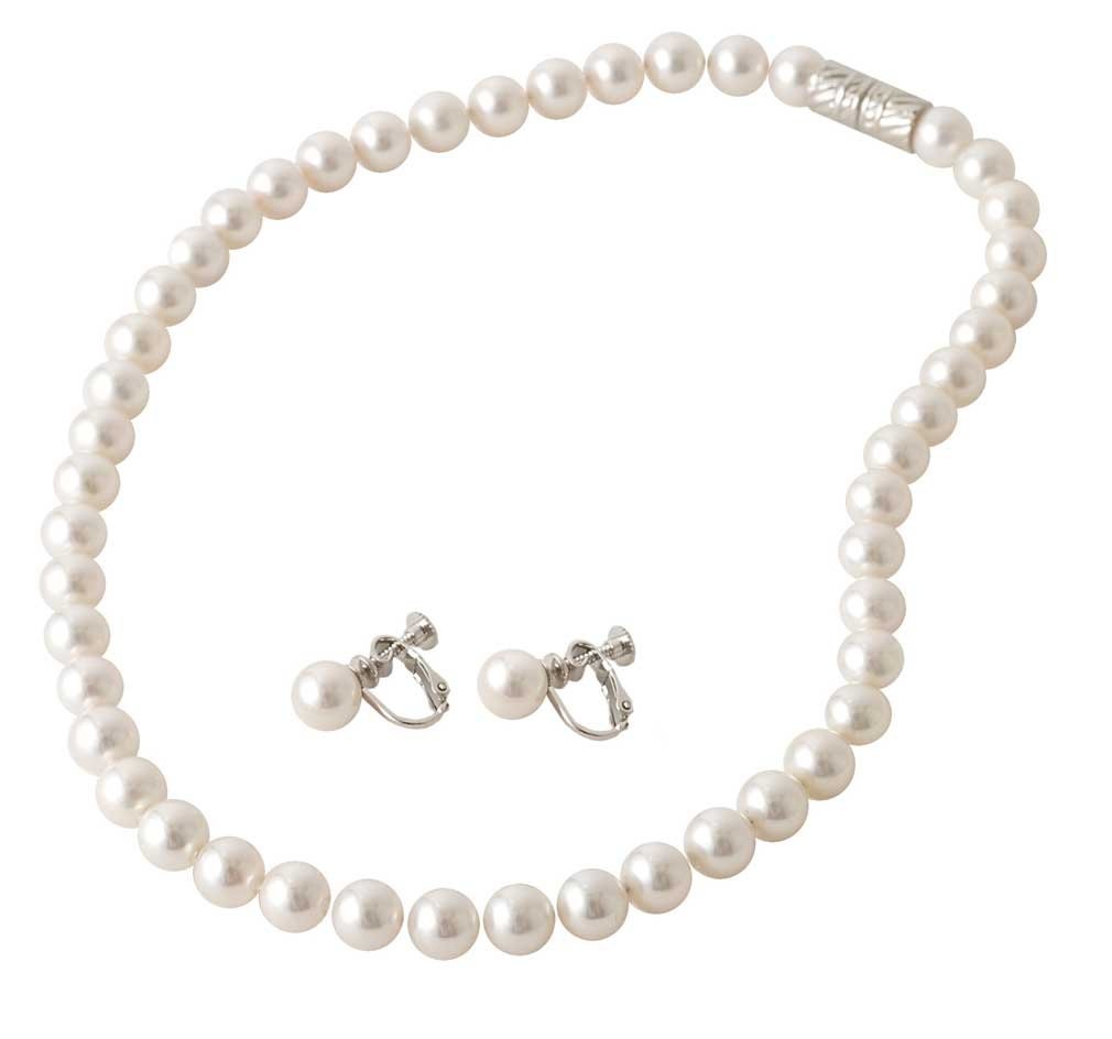 パールネックレス 【 日本製 花珠貝パール 】 大粒 マグネット式 真珠のネックレス 【 選べる パールピアス イヤリング セット 】真珠 10mm 結婚式 冠婚葬祭 卒業式 入学式 アクセサリー [