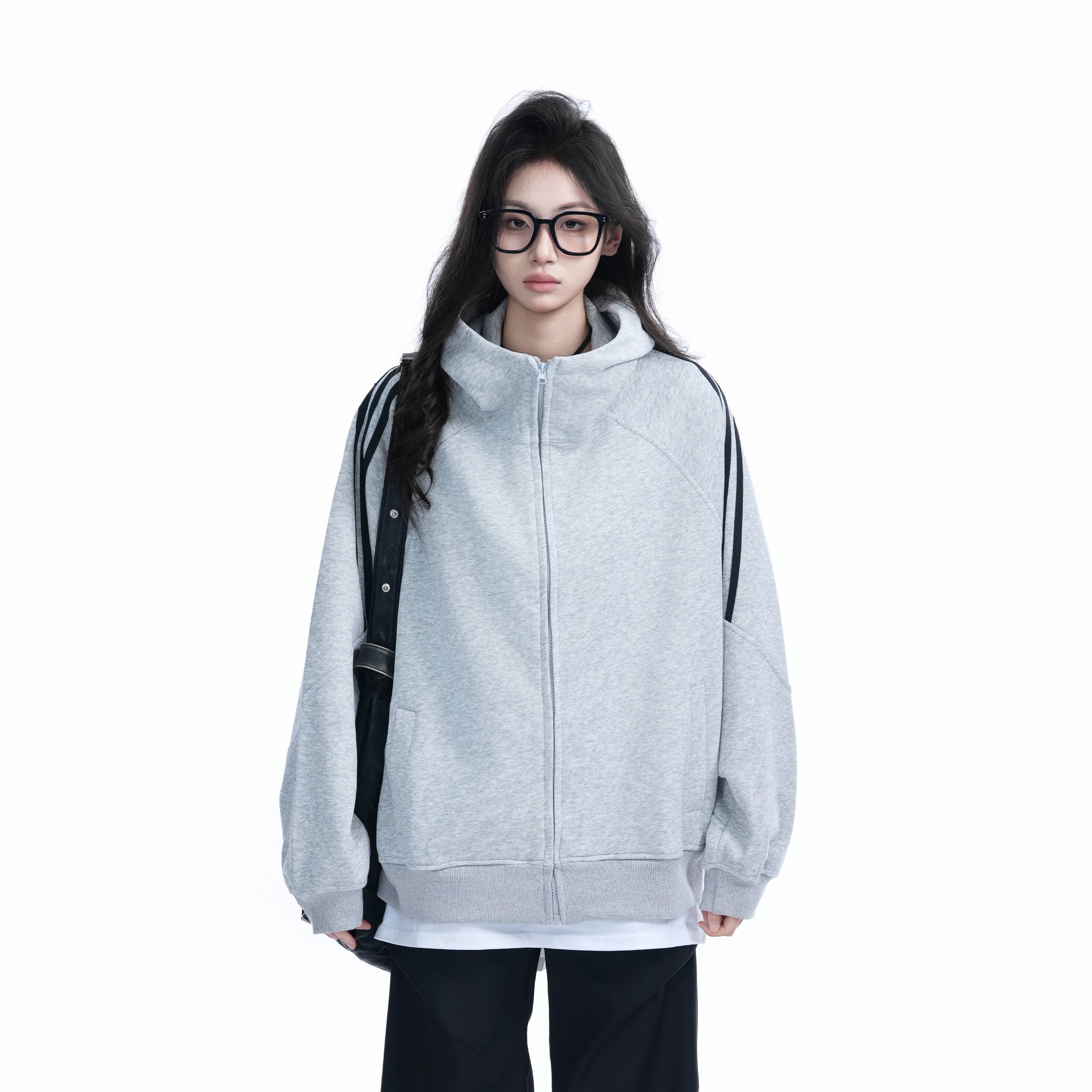 夏大人気2026 秋冬 韓国 かわいい レディース バイカラーフード付きフーディーアウター羽織りスポーティー長袖配色コーデトップススポーツサイズサイドカジュアルシルエットファッション系フル丈トラック