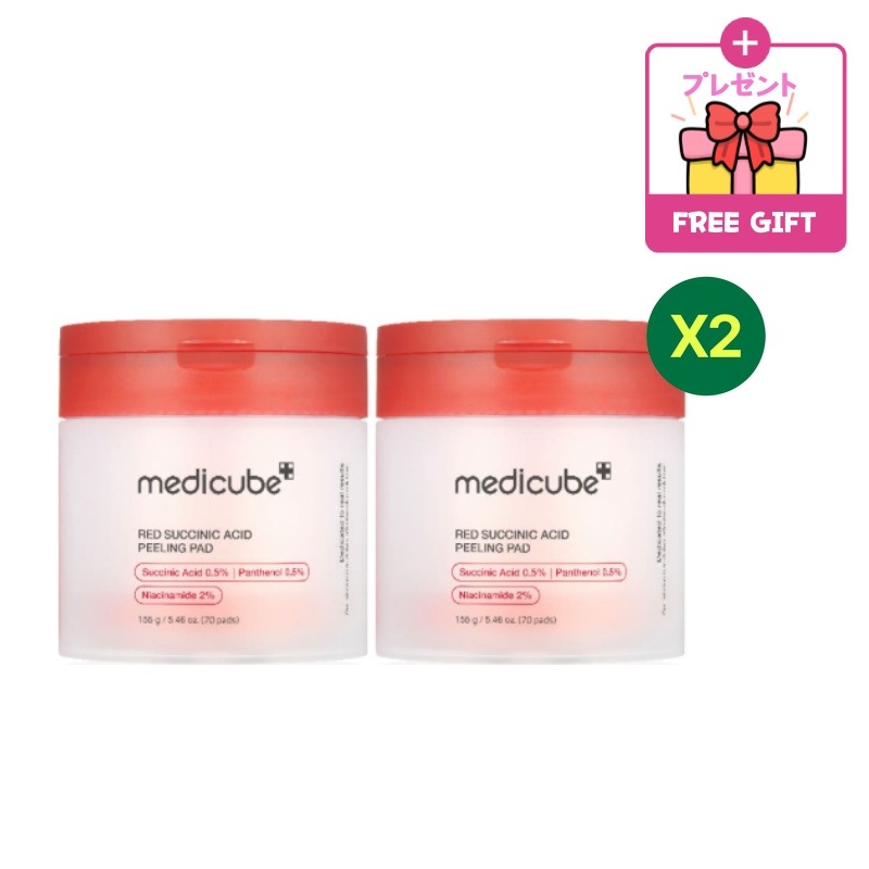 [1+1]レッド サクシニック アシード トナーパッド 70枚x2個 ピーリング 角質ケア 皮脂 老廃物 ニキビ肌 トラブルケア