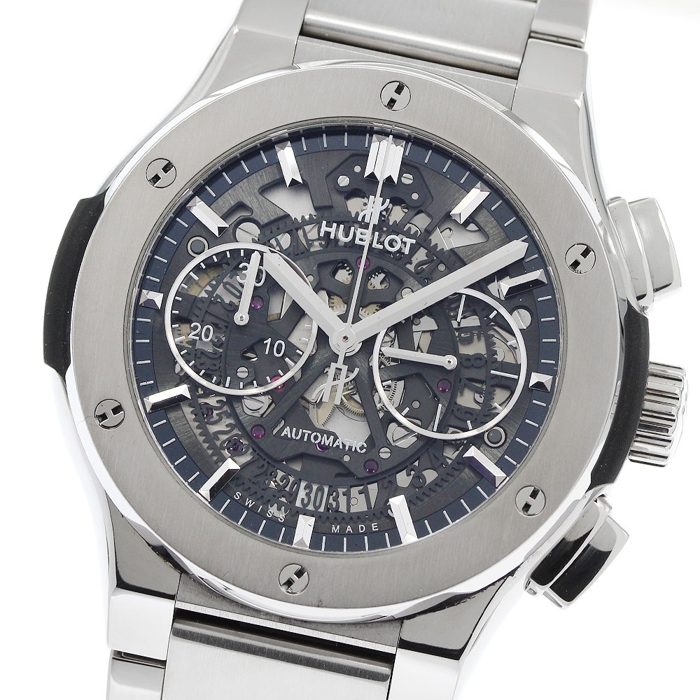 ウブロ HUBLOT 528.NX.0170.NX クラシックフュージョン アエロフュージョン チタニウム 自動巻き メンズ 美品 保証書付き_948793【中古】
