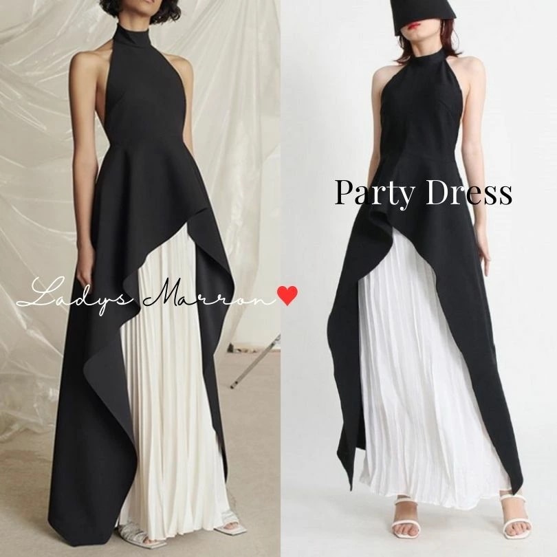 6月の新製品期間限定オファー イブニングドレス 夏ドレス ノースリーブドレス プリーツドレス ホルターネックドレス ロングドレス お呼ばれドレス 結婚式 パーティードレス かっこいい 結婚式お呼ばれ