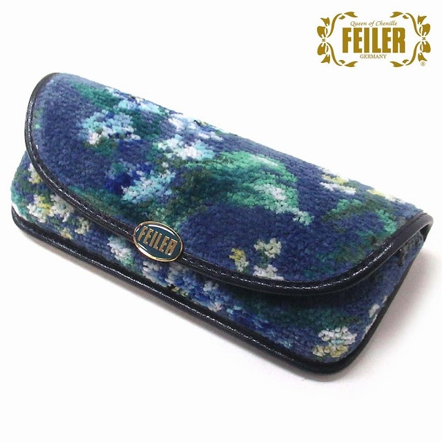 FEILER フェイラー メガネサングラスケース エーデルブラウ　ライトブルー 限定デザイン 花柄フラワー EBL252011