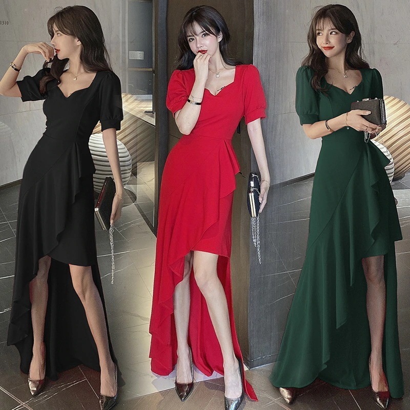 披露宴 イブニングドレス スカート 2025春夏 スリム ロングスカート フリル 着痩せ スリット バッグ ヒップ ロングスカート ワンピース 6,744円