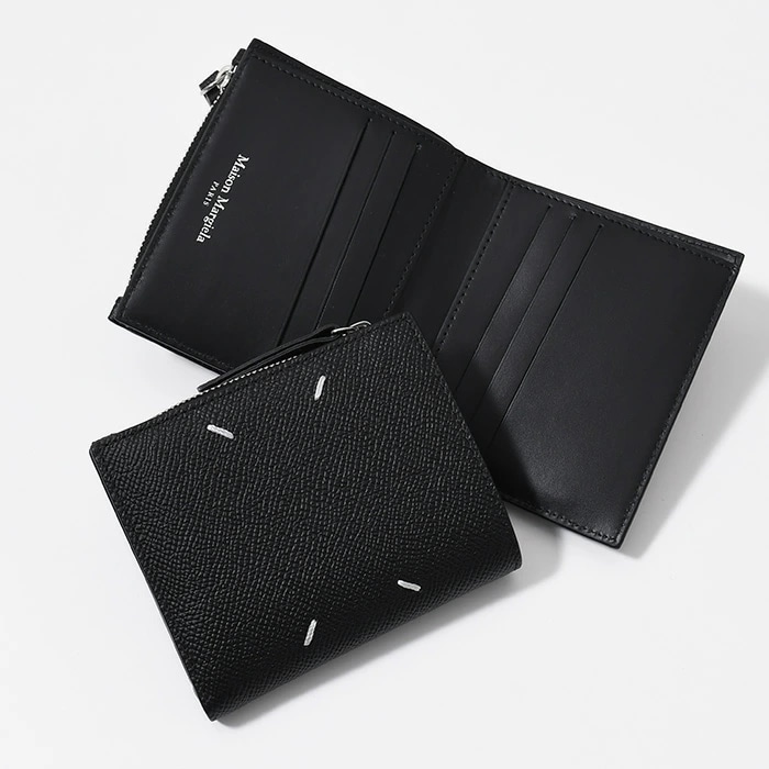 4ステッチ ZIP 2つ折り 財布 レディース SA1UI0020 P4745 ユニセックス 折りたたみ ブラック ギフト おすすめ