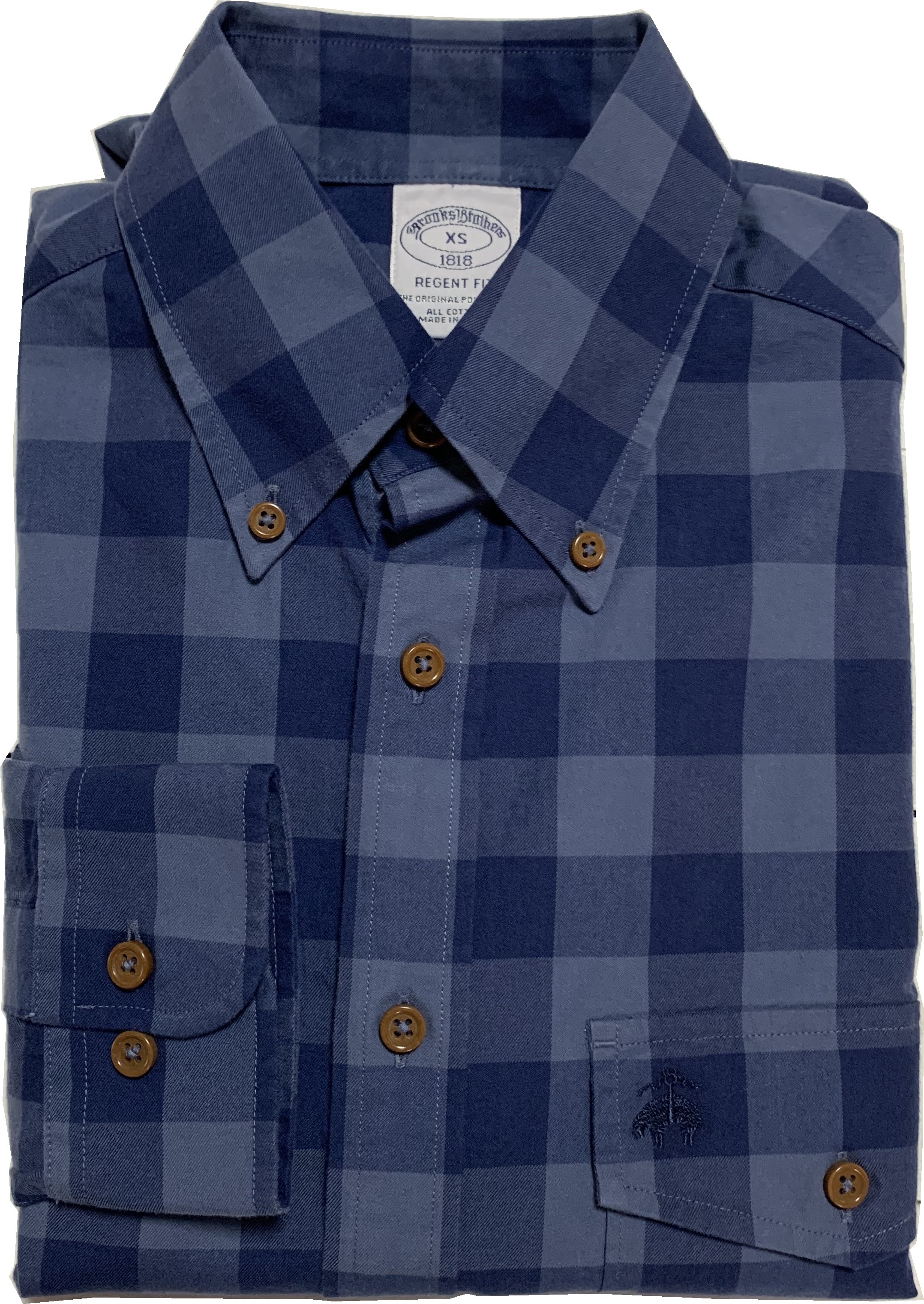 長袖 ワンポイント ボタンダウンシャツ チェック ネイビー メンズ Brooks Brothers BB2-035