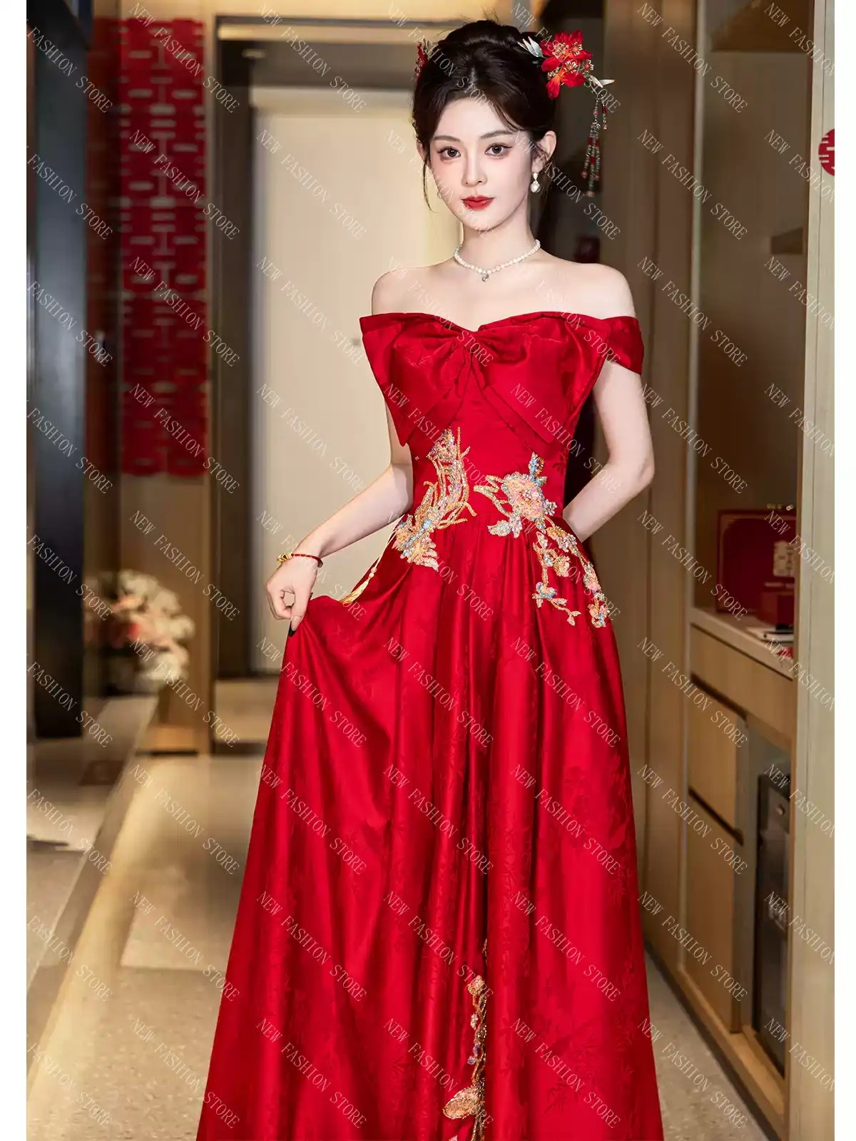 新中式ショルダードレススカート-62