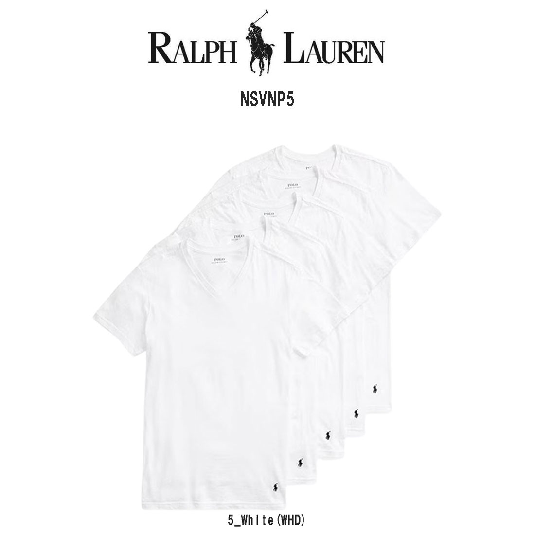 POLO RALPH LAUREN Vネック Tシャツ スリム 5枚セット お買い得 パック メンズ 下着 Cotton Slim Fit NSVNP5