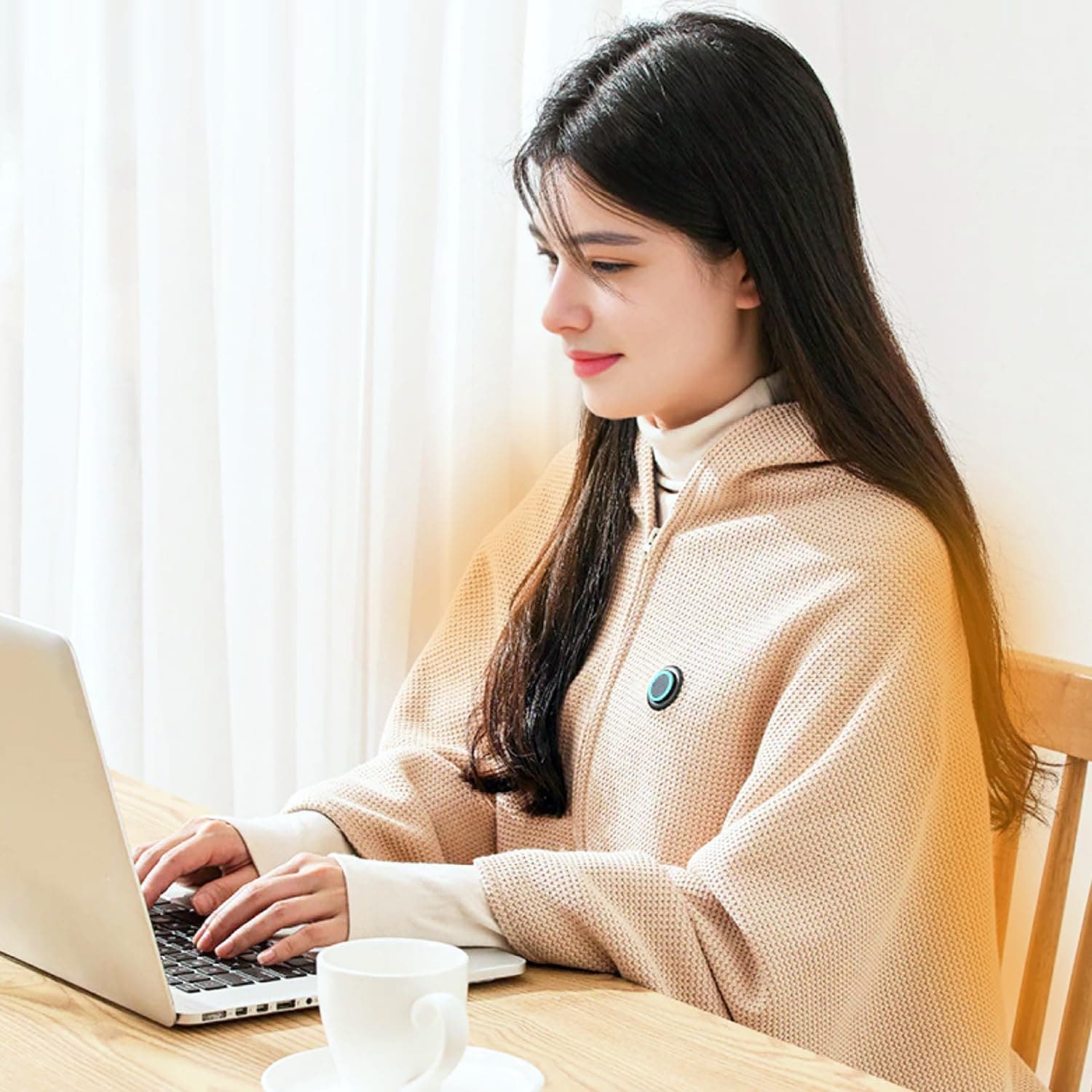 着る電気毛布 USB ブランケット 電気毛布 ひざ掛け ヒーター コードレス 加熱 掛け 敷き 洗える 着る毛布 ニットジャガード アウトドア キャンプ 軽量 防寒 オフィス 省エネ 自動電源オフ 充