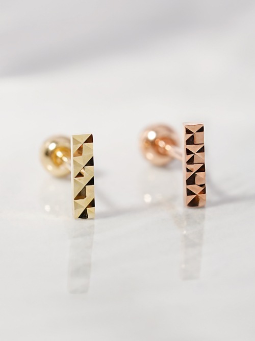 ミニマルピアス 14K シャイニングスティックバーピアス