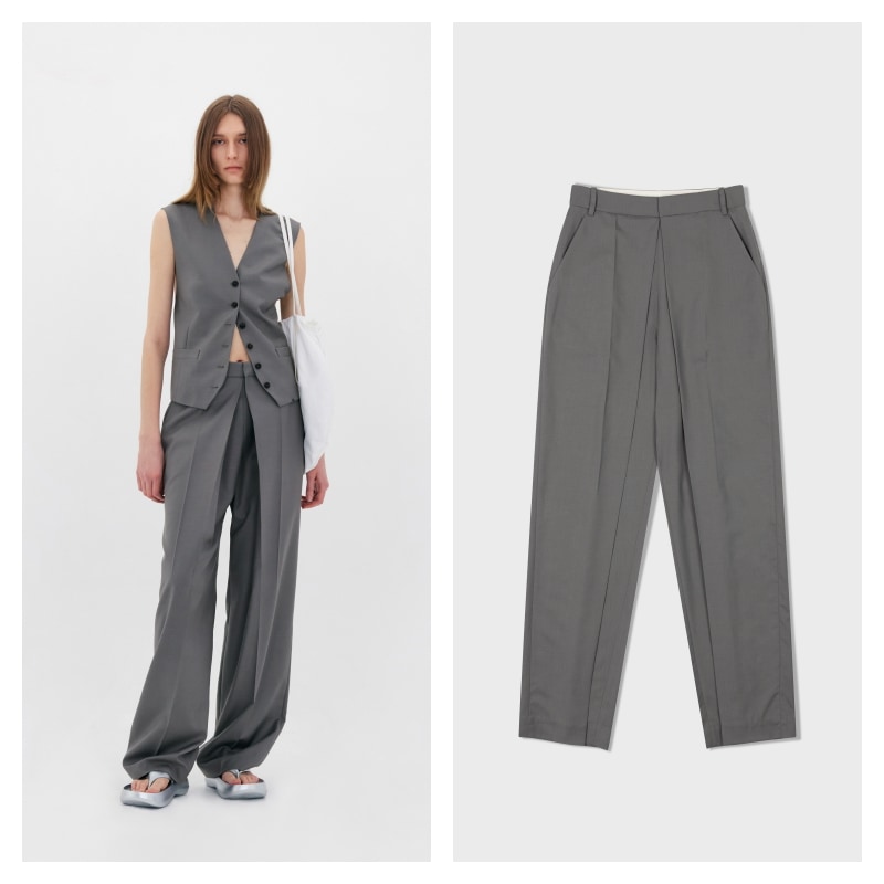 【LOW CLASSIC】 DEEP TUCK TROUSER : GREY