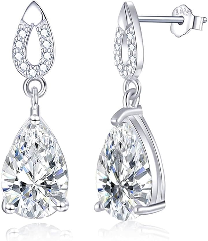 925純銀製 レディース ピアス 人工石( 4月 誕生石 キュービックジルコニア)