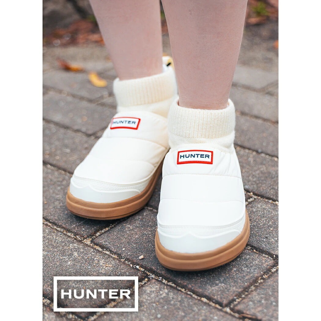 HUNTER ハンター ブーツ インアウトパファーニットカフブーツ WOMEN IN/OUT PUFFER KNITTED CUFF BOOT WHITE/GUM ( 暖かい レディース WFS226