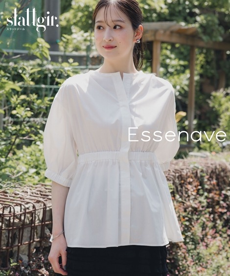 シャツ・ブラウス 高身長　ウエストギャザーブラウス トールサイズ Essenave