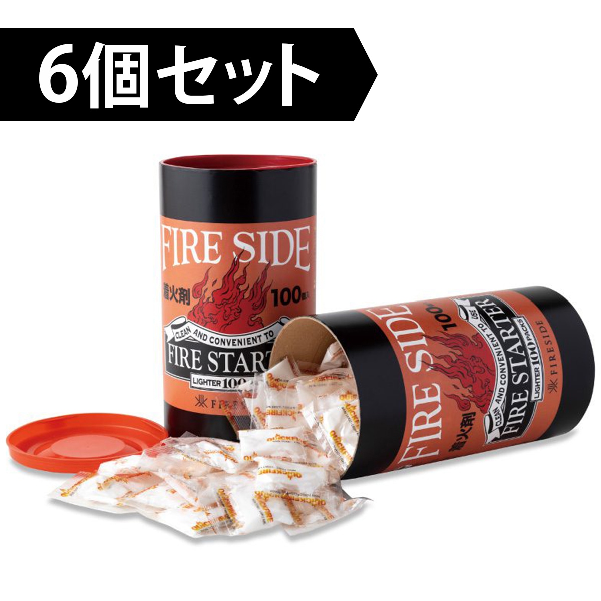 FIRESIDE(ファイヤーサイド) ファイヤースターター 6個セット 着火剤 キャンプ用品 アウトドア用品 キャンプ アウトドア BBQ 焚火 焚き火 たき火