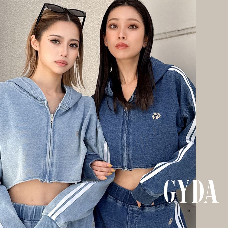 GD 2ラインカットデニムショートZIP UPブルゾン 072530206501 レディース 長袖 ショート丈 フリーサイズ ブルー ライトブルー ラインパーカー ジップパーカー