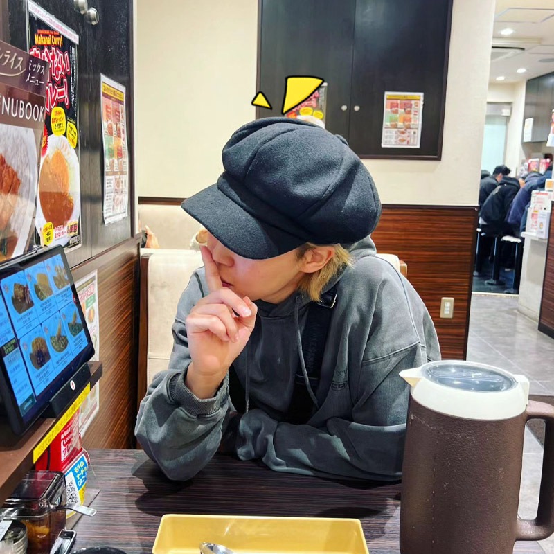 BTS ジミン 着用 帽子 Black Newsboy Cap