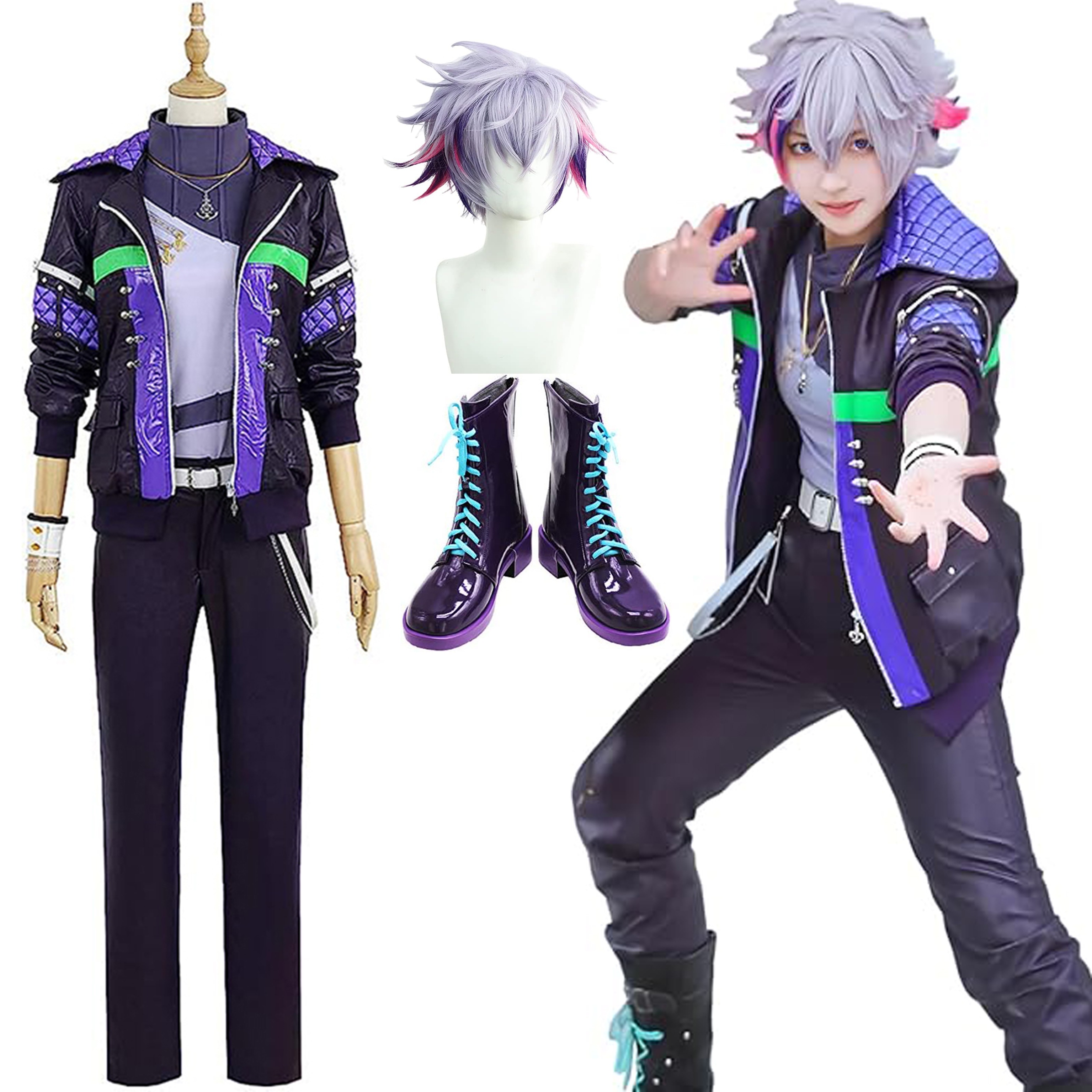 【全シリーズ発売中】 【値引き中】靴 ウィッグ コスプレ衣装＋ネックレス付き コスチューム 仮装 文化祭 学園祭 クリスマス ハロウィン コスプレ衣装 ふわみなと 衣装 コスプレ 不破湊 にじさんじ