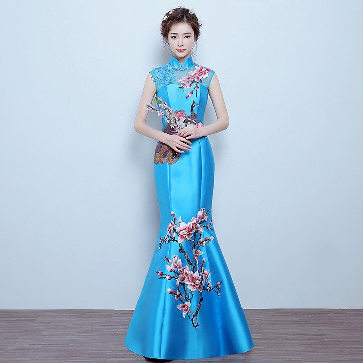 マーメイドドレス カラードレス 青 ロングドレス 安い イブニングドレス コンサート 二次会 カクテルドレス 演奏会 フォーマル ウエディングドレス