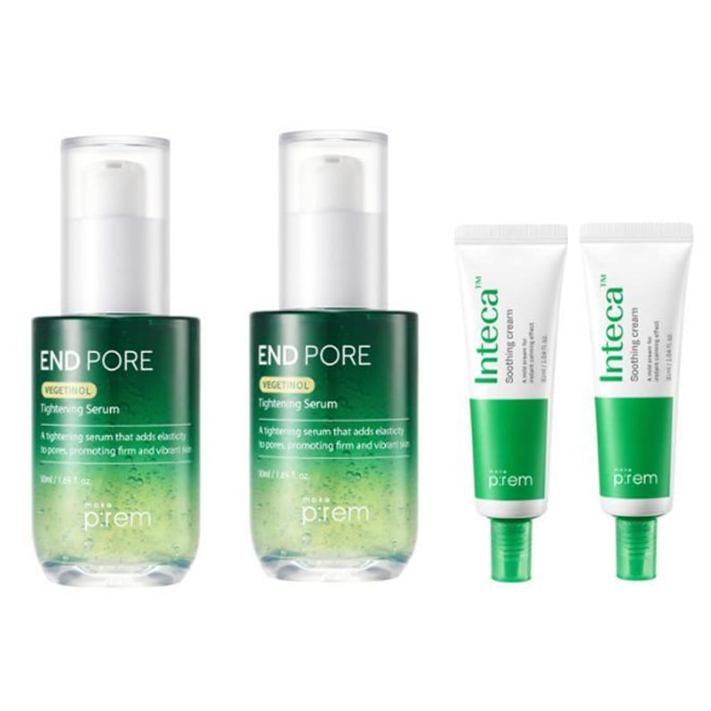 [毛穴 美容液] エンドポアベジチノールタイトニング セラム 50ml X 2個 + インテカ鎮静クリーム 31ml X 2個