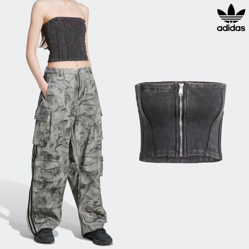 [ADIDAS] アディダス レディース ウォッシュド アウト コルセット トップ / BLACK