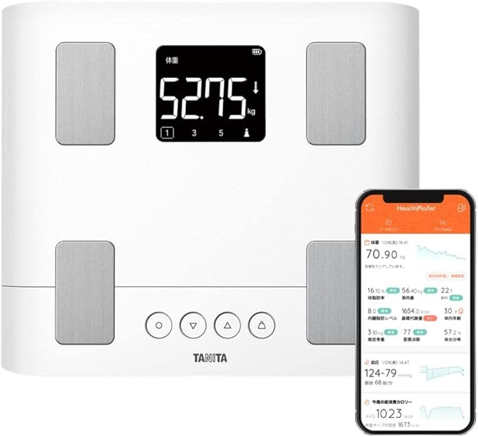 タニタ 体重計 体組成計 スマホ連動 50g単位 バックライト BC-332L WH ホワイト 子供の成長を見守る