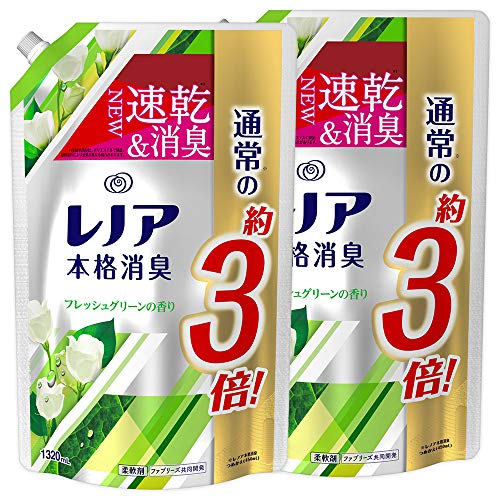 【まとめ買い】レノア 本格消臭 柔軟剤 フレッシュグリーン 詰め替え 超特大 1320mL2個