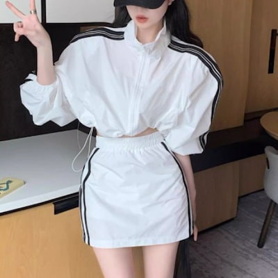 レディース トレーナー スウェット セットアップ ショート ボリューム