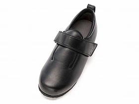 徳武産業 あゆみシューズ 介護靴 外出用 ダブルマジックIII 合皮 外出用 7E 黒 片足/左6Lサイズ 7045