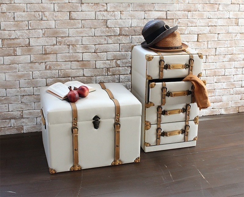 椅子 チェア 収納スツール おしゃれ 収納ボックス レザー トランク風 ストレージチェスト かわいい ガーリー 完成品 スツール いす イス