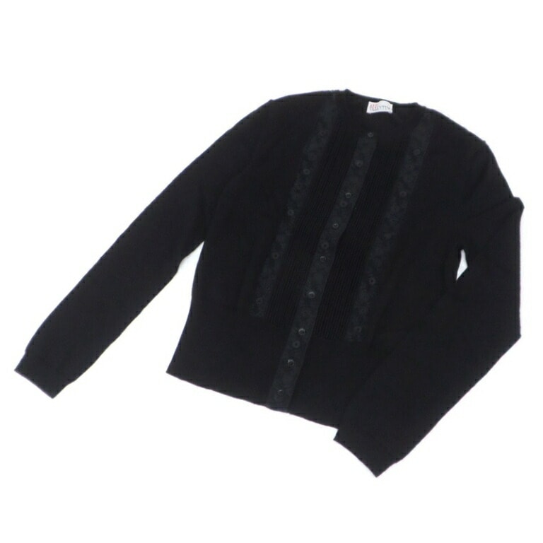 RED VALENTINO ﾚｰｽｸﾙｰﾈｯｸｶｰﾃﾞｨｶﾞﾝ 黒 【中古】(59891)