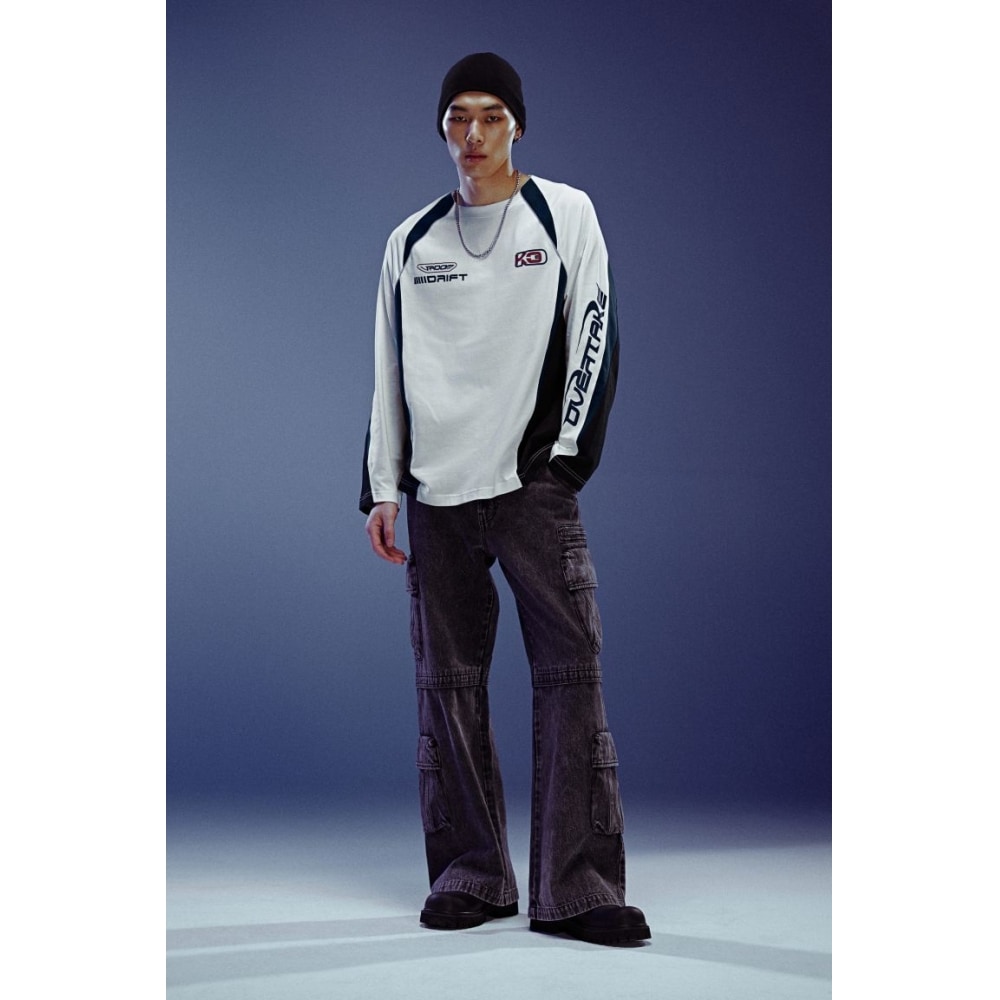 H&M ルーズフィットジャージートップホワイト/ブラック